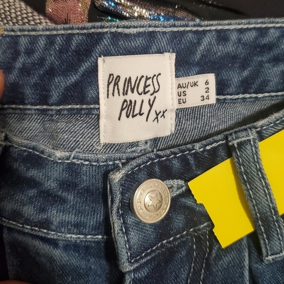 Princess Polly Wide Leg High Waisted Baggy Jeans Relaxed Fit Mid Wash Blue SZ 2 - Picture 4 of 12
